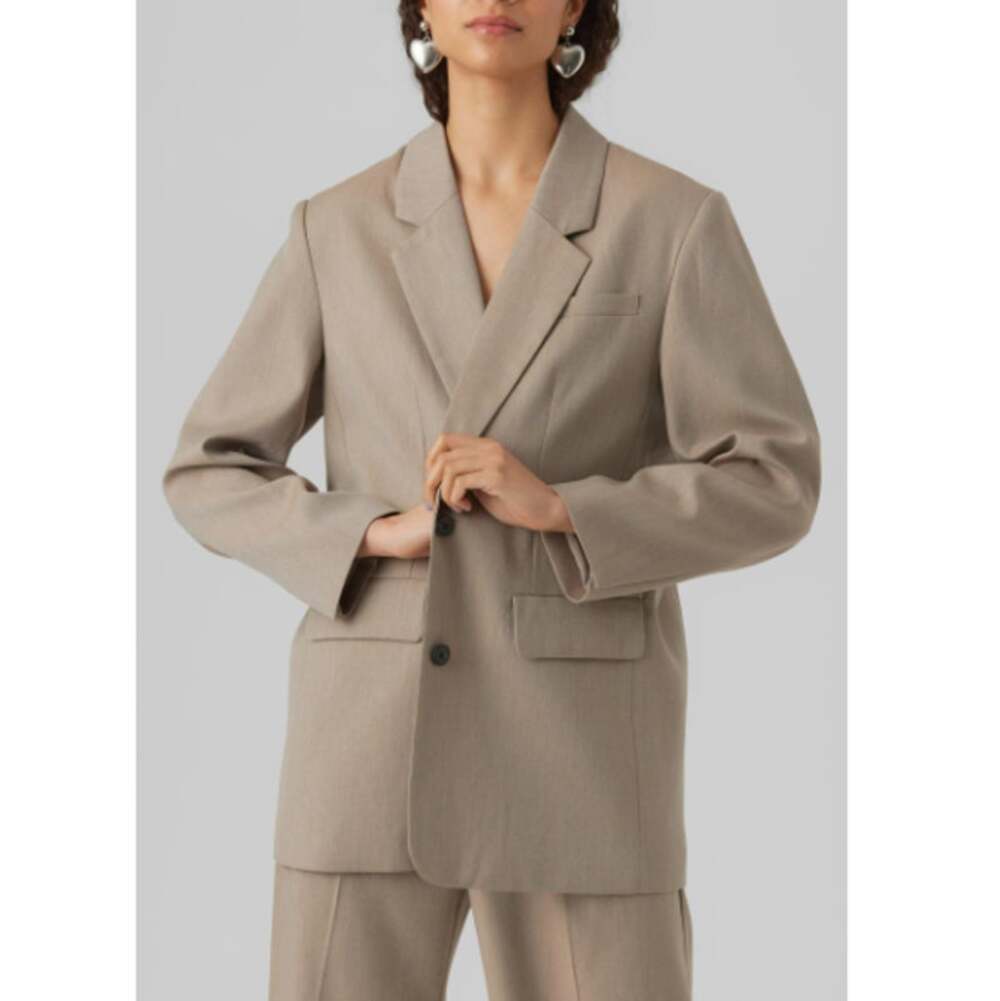 New Nordstrom VERO MODA Women's Beige Long Sleeve Dagny Oversized Blazer Size 10